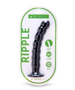 Me You Us Ripple G-Spot Pegging Dildo Black 8 Inch